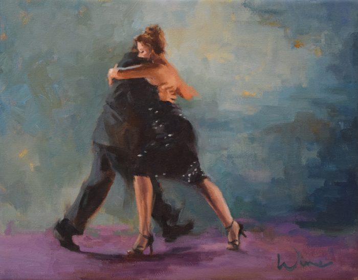 Famous Tango Dancers Embrace Contemporary Oil Painting