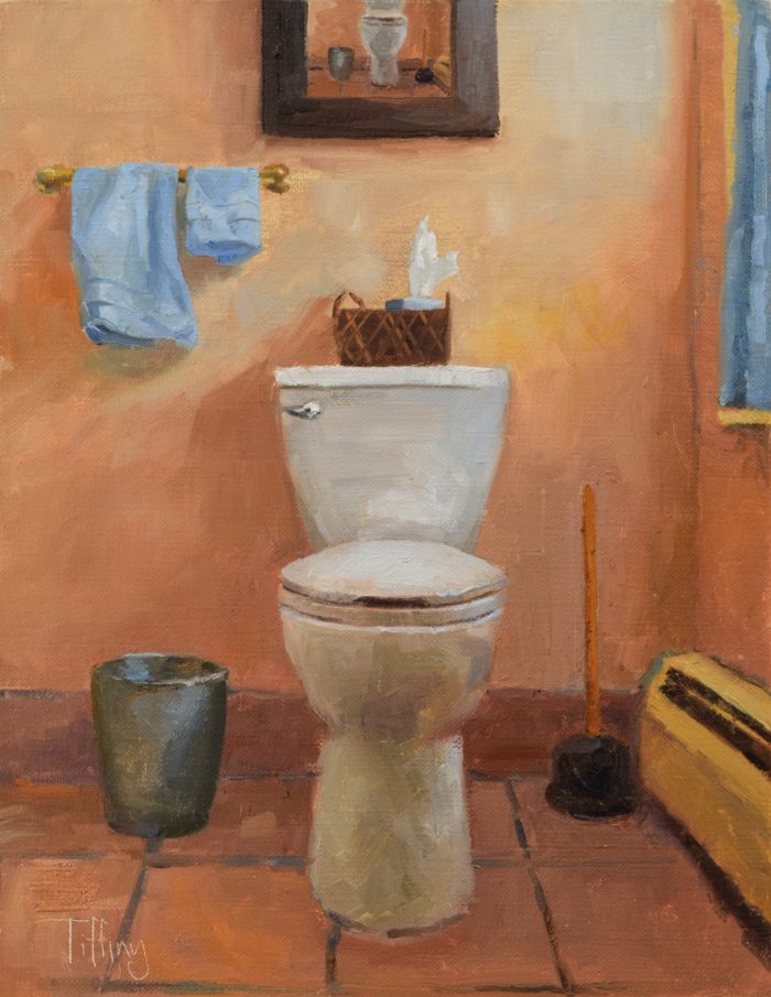 toilet oil painting portrait fine art by Tiffiny Wine